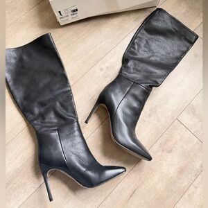 Aldo Oluria - black leather  square toe above calf boot - size 7.5